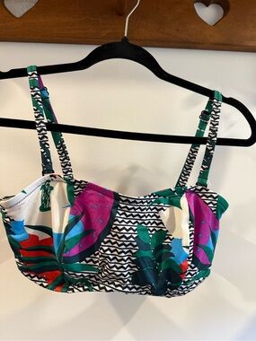 Tropical Print Bandeau Bikini Top - Multicolor